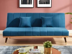 Canapé 3 Places Convertible Clic-clac En Velours KERBI - Vert Sapin -Canapé Soldes Boutique canape 351469 1