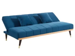 Canapé 3 Places Convertible Clic-clac En Velours KERBI - Bleu Roi -Canapé Soldes Boutique canape 351471