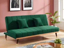 Canapé 3 Places Convertible Clic-clac En Velours KERBI - Bleu Roi -Canapé Soldes Boutique canape 351479