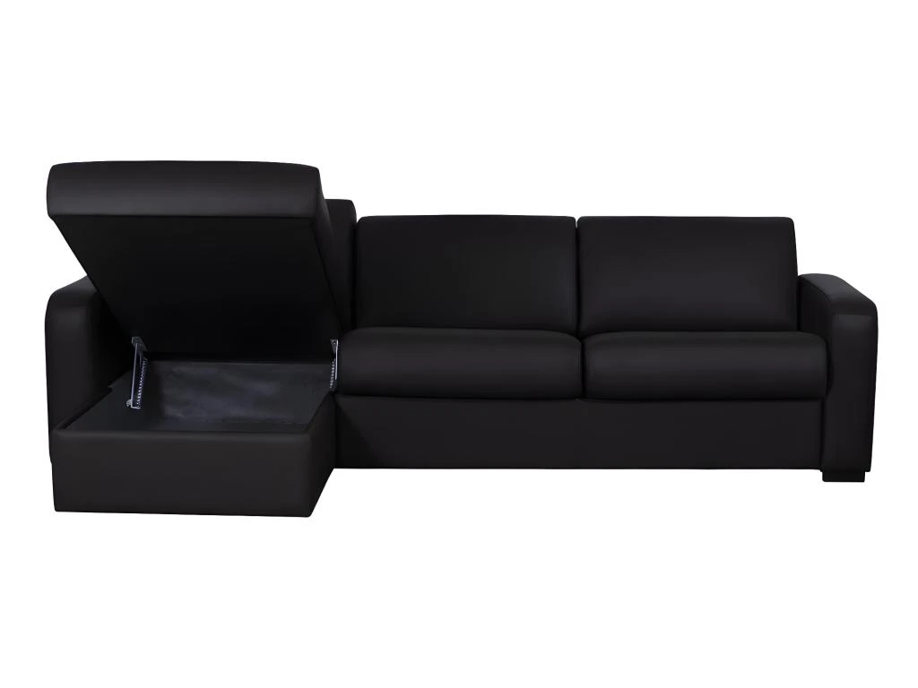 Canapé D'angle Convertible Express En Cuir BEVIS - Noir - Angle Gauche 8 Canapé D'angle Convertible Express En Cuir BEVIS - Noir - Angle Gauche – Image 8