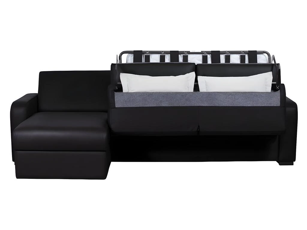 Canapé D'angle Convertible Express En Cuir BEVIS - Noir - Angle Gauche 4 Canapé D'angle Convertible Express En Cuir BEVIS - Noir - Angle Gauche – Image 4