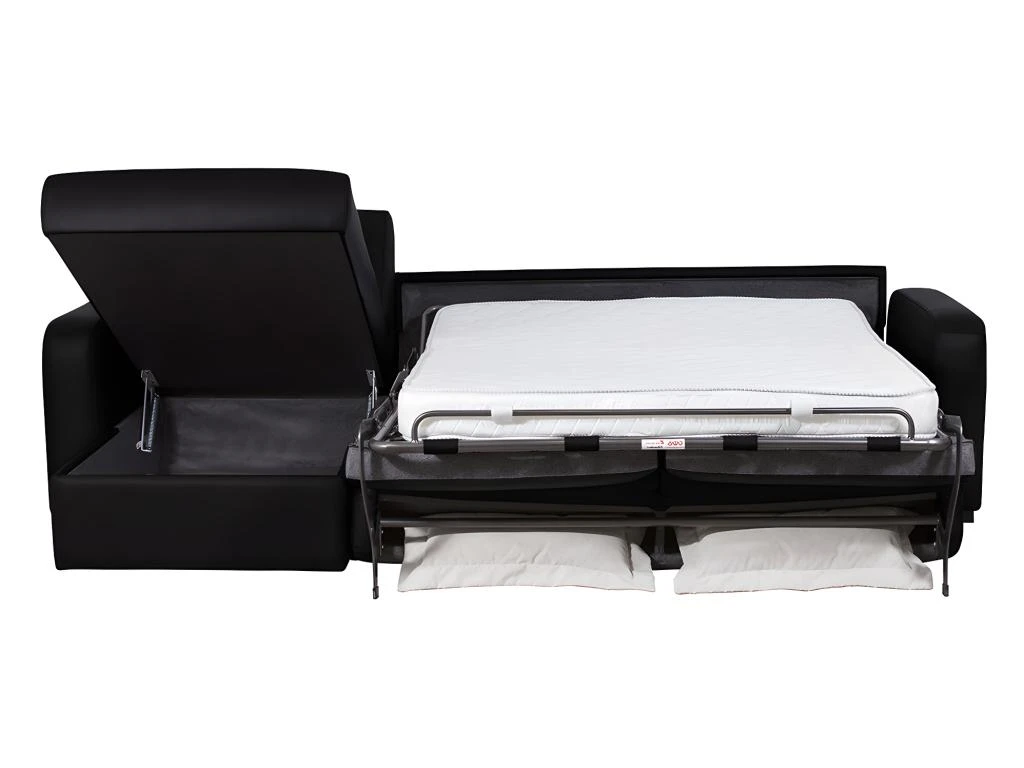 Canapé D'angle Convertible Express En Cuir BEVIS - Noir - Angle Gauche 6 Canapé D'angle Convertible Express En Cuir BEVIS - Noir - Angle Gauche – Image 6