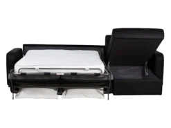 Canapé D'angle Convertible Express En Cuir BEVIS - Noir - Angle Droit -Canapé Soldes Boutique canape 356203