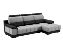 Canapé D'angle Droit En Tissu Et Cuir Noir Et Gris ARAGON