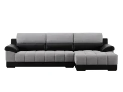 Canapé D'angle Droit En Tissu Et Cuir Noir Et Gris ARAGON -Canapé Soldes Boutique canape 3573245