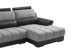 Canapé D'angle Droit En Tissu Et Cuir Noir Et Gris ARAGON -Canapé Soldes Boutique canape 3573247