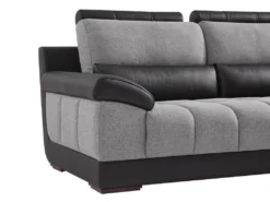 Canapé D'angle Droit En Tissu Et Cuir Noir Et Gris ARAGON -Canapé Soldes Boutique canape 3573249