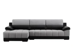 Canapé D'angle Gauche En Tissu Et Cuir Noir Et Gris ARAGON -Canapé Soldes Boutique canape 3573261