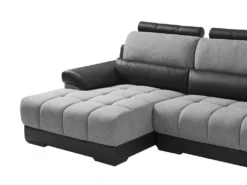 Canapé D'angle Gauche En Tissu Et Cuir Noir Et Gris ARAGON -Canapé Soldes Boutique canape 3573263