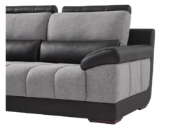 Canapé D'angle Gauche En Tissu Et Cuir Noir Et Gris ARAGON -Canapé Soldes Boutique canape 3573265