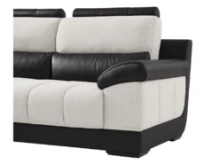 Canapé D'angle Gauche En Tissu Et Cuir Noir Et Crème ARAGON -Canapé Soldes Boutique canape 3573271