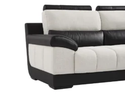 Canapé D'angle Droit En Tissu Et Cuir Noir Et Crème ARAGON 9 Canapé D'angle Droit En Tissu Et Cuir Noir Et Crème ARAGON -Canapé Soldes Boutique canape 3573287