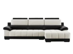 Canapé D'angle Droit En Tissu Et Cuir Noir Et Crème ARAGON 12 Canapé D'angle Droit En Tissu Et Cuir Noir Et Crème ARAGON -Canapé Soldes Boutique canape 3573293