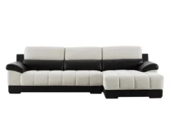 Canapé D'angle Droit En Tissu Et Cuir Noir Et Crème ARAGON 11 Canapé D'angle Droit En Tissu Et Cuir Noir Et Crème ARAGON -Canapé Soldes Boutique canape 3573295