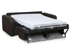 Canapé 3 Places Convertible Express En Cuir Marron BEVIS - Matelas 14 Cm -Canapé Soldes Boutique canape 360123