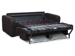 Canapé 3 Places Convertible Express En Cuir Marron BEVIS - Matelas 14 Cm -Canapé Soldes Boutique canape 360125