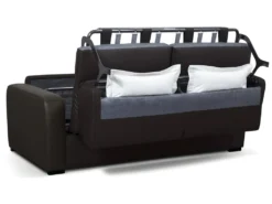 Canapé 3 Places Convertible Express En Cuir Marron BEVIS - Matelas 14 Cm -Canapé Soldes Boutique canape 360127