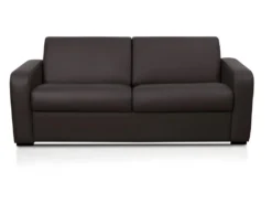 Canapé 3 Places Convertible Express En Cuir Marron BEVIS - Matelas 14 Cm -Canapé Soldes Boutique canape 360129