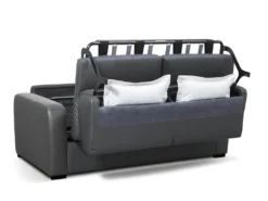 Canapé 3 Places Convertible Express En Cuir Gris BEVIS - Matelas 14 Cm -Canapé Soldes Boutique canape 360137