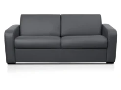 Canapé 3 Places Convertible Express En Cuir Gris BEVIS - Matelas 14 Cm -Canapé Soldes Boutique canape 360139