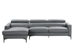 Canapé D'angle En Cuir De Buffle FLORENCE - Gris - Angle Gauche -Canapé Soldes Boutique canape 361241