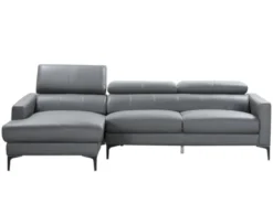 Canapé D'angle En Cuir De Buffle FLORENCE - Gris - Angle Gauche -Canapé Soldes Boutique canape 361243