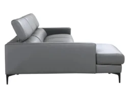 Canapé D'angle En Cuir De Buffle FLORENCE - Gris - Angle Gauche -Canapé Soldes Boutique canape 361245