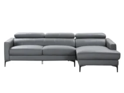 Canapé D'angle En Cuir De Buffle FLORENCE - Gris - Angle Droit -Canapé Soldes Boutique canape 361249