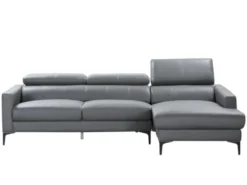 Canapé D'angle En Cuir De Buffle FLORENCE - Gris - Angle Droit -Canapé Soldes Boutique canape 361251