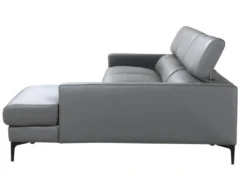 Canapé D'angle En Cuir De Buffle FLORENCE - Gris - Angle Droit -Canapé Soldes Boutique canape 361253