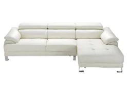 Canapé D'angle Droit En Cuir Premium Ivoire EXCELSIORA -Canapé Soldes Boutique canape 3618051