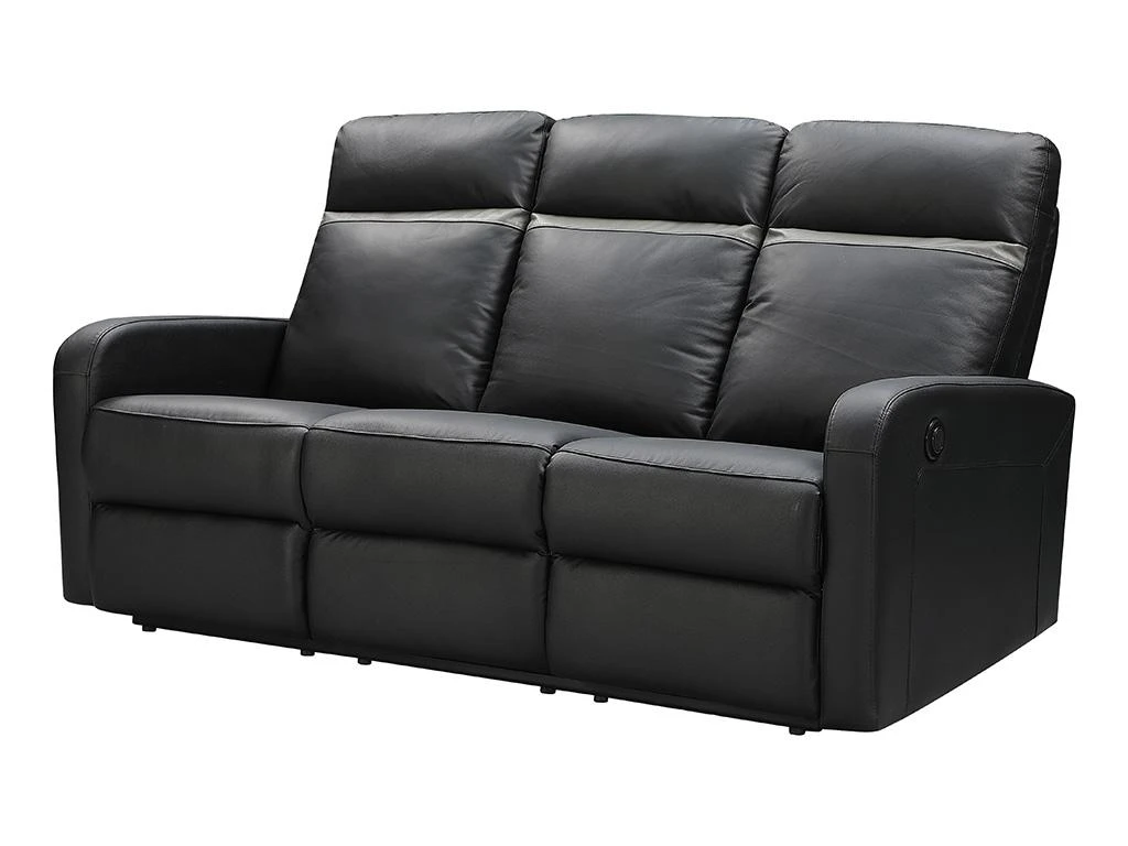 Canapé 3 Places Relax électrique En Cuir ABERDEEN - Noir Et Bande Anthracite 1 Canapé 3 Places Relax électrique En Cuir ABERDEEN - Noir Et Bande Anthracite