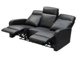 Canapé 3 Places Relax électrique En Cuir ABERDEEN - Noir Et Bande Anthracite 6 Canapé 3 Places Relax électrique En Cuir ABERDEEN - Noir Et Bande Anthracite -Canapé Soldes Boutique canape 366585