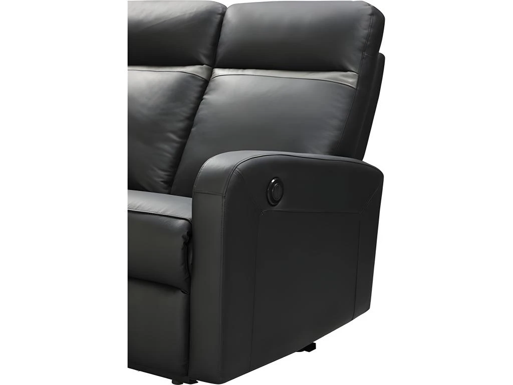 Canapé 2 Places Relax électrique En Cuir ABERDEEN - Noir Et Bande Anthracite 5 Canapé 2 Places Relax électrique En Cuir ABERDEEN - Noir Et Bande Anthracite – Image 5