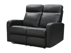 Canapé 2 Places Relax électrique En Cuir ABERDEEN - Noir Et Bande Anthracite