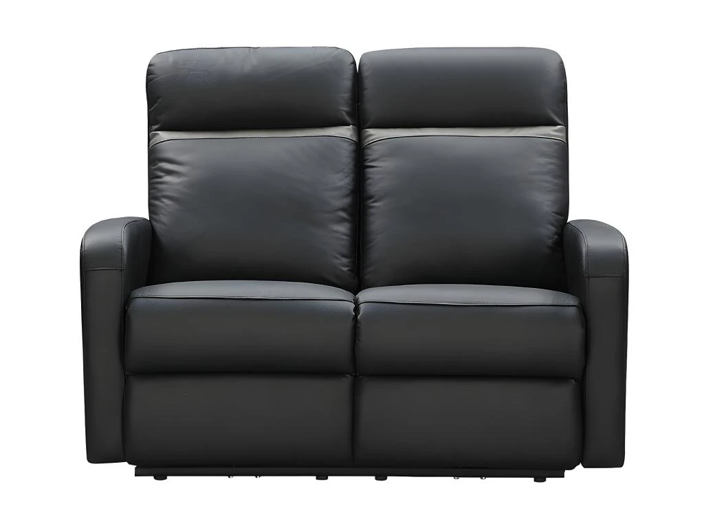 Canapé 2 Places Relax électrique En Cuir ABERDEEN - Noir Et Bande Anthracite 2 Canapé 2 Places Relax électrique En Cuir ABERDEEN - Noir Et Bande Anthracite – Image 2