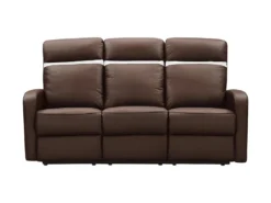 Canapé 3 Places Relax électrique En Cuir ABERDEEN - Marron Et Bande Ivoire -Canapé Soldes Boutique canape 366619