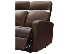 Canapé 2 Places Relax électrique En Cuir ABERDEEN - Marron Et Bande Ivoire -Canapé Soldes Boutique canape 366625