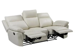 Canapé 3 Places Relax En Cuir De Buffle PAKITA - Ivoire -Canapé Soldes Boutique canape 367495