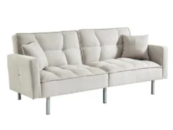 Canapé 3 Places Convertible Clic-clac En Tissu MINEY - Gris Clair -Canapé Soldes Boutique canape 367719