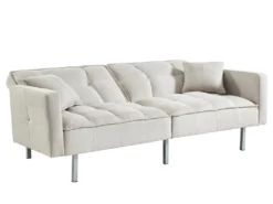 Canapé 3 Places Convertible Clic-clac En Tissu MINEY - Gris Clair -Canapé Soldes Boutique canape 367725