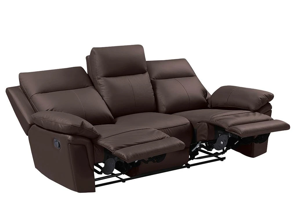 Canapé 3 Places Relax En Cuir De Buffle PAKITA - Marron 4 Canapé 3 Places Relax En Cuir De Buffle PAKITA - Marron – Image 4