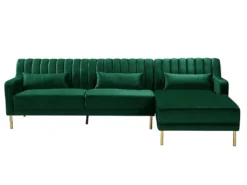 Canapé D'angle MEYREUIL En Velours - Vert Sapin - Angle Droit