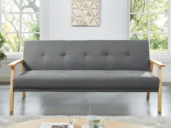 Canapé 3 Places Convertible Clic-clac En Tissu LALY - Gris