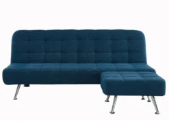 Canapé Convertible Clic-clac Et Pouf En Tissu MURNI - Bleu