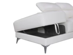 Canapé D'angle Relax électrique En Cuir PASCALINE - Ivoire - Angle Gauche -Canapé Soldes Boutique canape 380383
