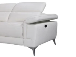 Canapé D'angle Relax électrique En Cuir PASCALINE - Ivoire - Angle Gauche -Canapé Soldes Boutique canape 380385