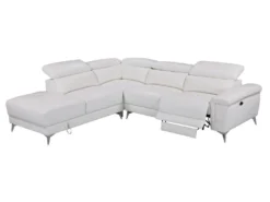 Canapé D'angle Relax électrique En Cuir PASCALINE - Ivoire - Angle Gauche -Canapé Soldes Boutique canape 380391