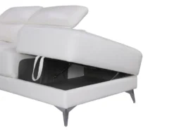 Canapé D'angle Relax électrique En Cuir PASCALINE - Ivoire - Angle Droit -Canapé Soldes Boutique canape 380399