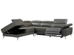 Canapé D'angle Relax électrique En Cuir PASCALINE - Anthracite - Angle Gauche -Canapé Soldes Boutique canape 380405